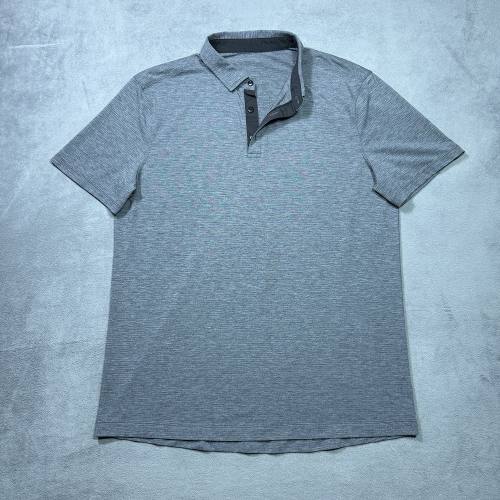 Lululemon Polo Shirt Mens XL Gray Performance Stretch Athleisure Normcore Dad